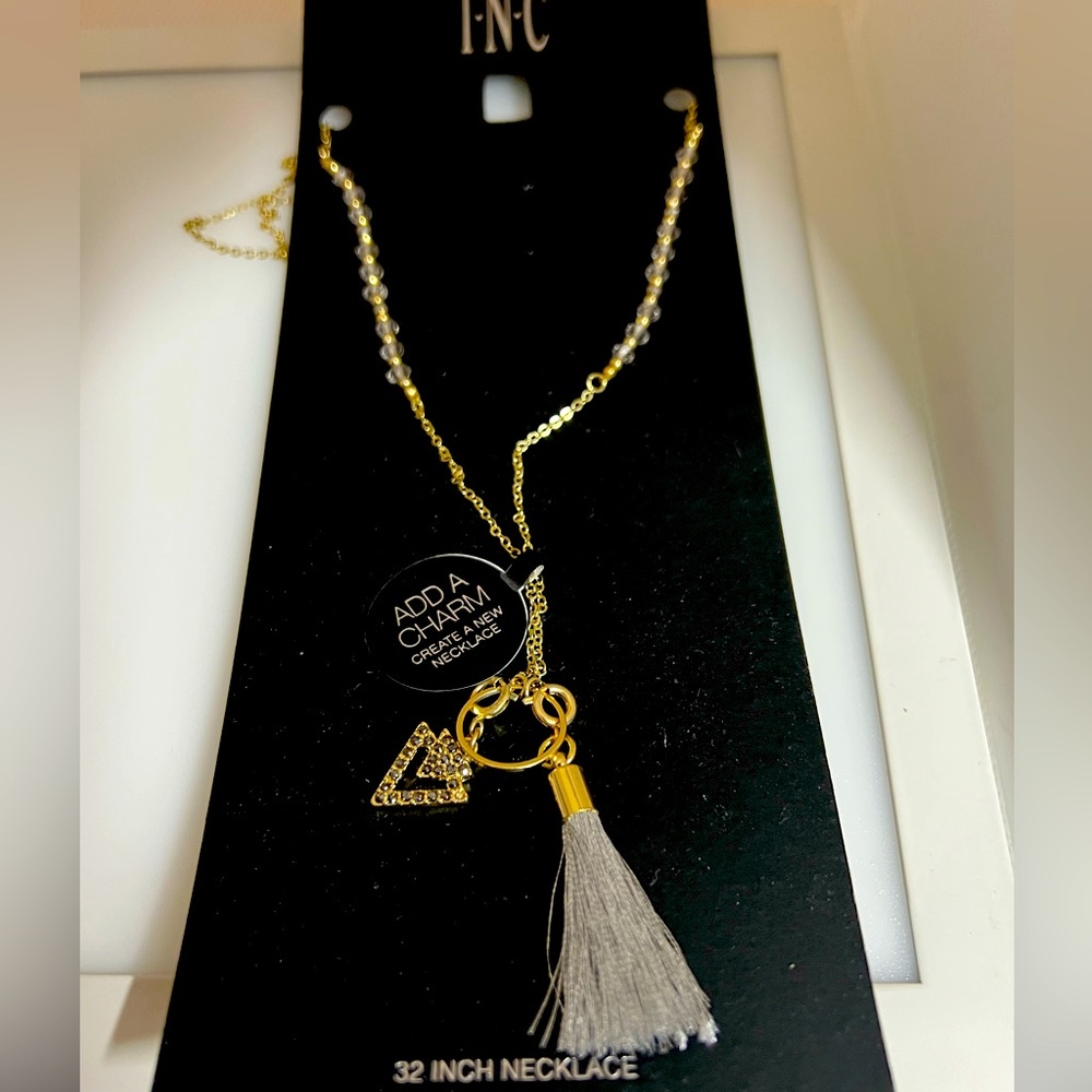 Inc International Concepts Gold-Tone Long Charm Pendant Necklace